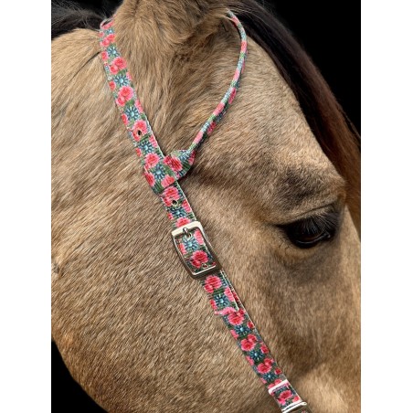 Schulz Equine One Ear Headstall Turquoise Floral