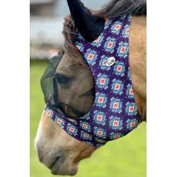 Lycra Fly Mask - Navy Aztec