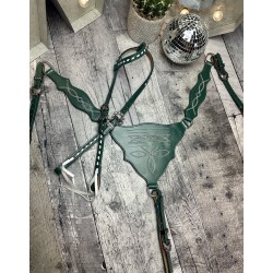 Green Boot Stitch Headstall and Breast Collar Set