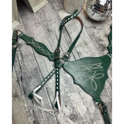 Green Boot Stitch Headstall and Breast Collar Set