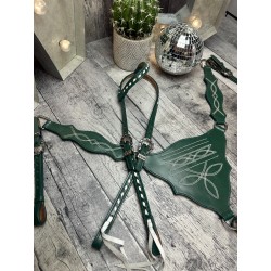 Green Boot Stitch Headstall and Breast Collar Set