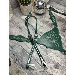 Green Boot Stitch Headstall and Breast Collar Set