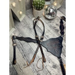 Navy Boot Stitch Headstall and Breast Collar Set