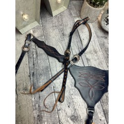 Navy Boot Stitch Headstall and Breast Collar Set