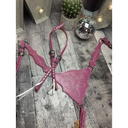 Pink Boot Stitch Headstall...