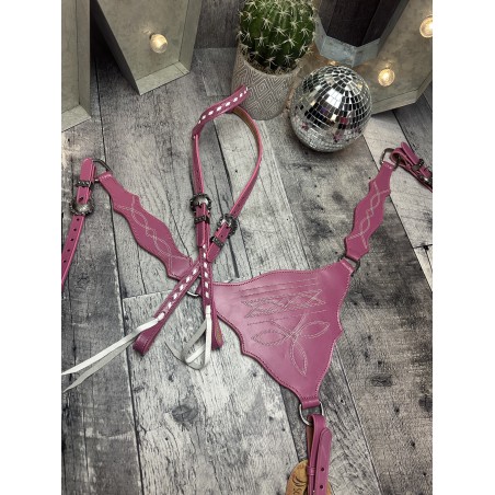 Pink Boot Stitch Headstall and Breast Collar Set