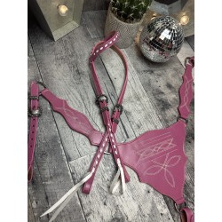 Pink Boot Stitch Headstall and Breast Collar Set