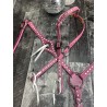 Pink Leather Headstall and Breast Collar Set