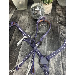 Purple Leather Headstall and Breast Collar Set