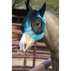 Lycra Fly Mask - Teal Aztec Leopard