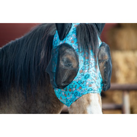 Lycra Fly Mask - Turquoise Howdy