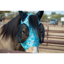 Lycra Fly Mask - Turquoise Howdy