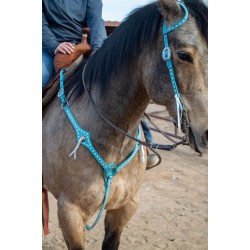 Turquoise Leather Headstall and Breast Collar Set