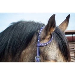 Purple Leather Headstall and Breast Collar Set