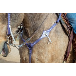 Purple Leather Headstall and Breast Collar Set