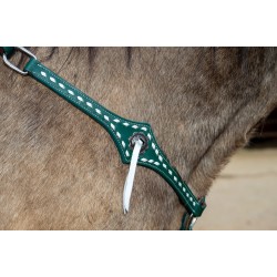 Green Leather Headstall and Breast Collar Set