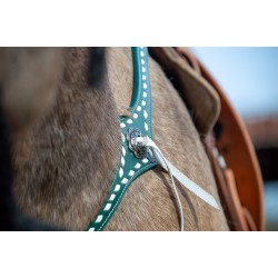 Green Leather Headstall and Breast Collar Set