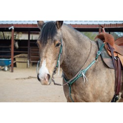 Green Leather Headstall and Breast Collar Set