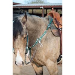 Green Leather Headstall and Breast Collar Set