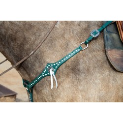 Green Leather Headstall and Breast Collar Set