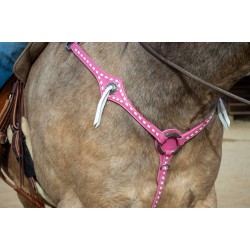 Pink Leather Headstall and Breast Collar Set