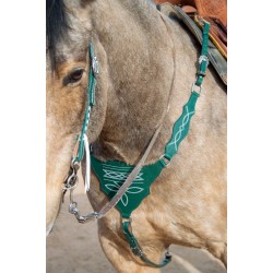 Green Boot Stitch Headstall and Breast Collar Set